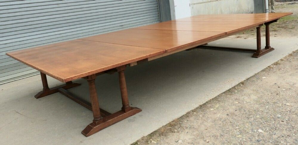 30 Seater Oak Banqueting Table, Arts & Crafts Boardroom Table photo 9600.0