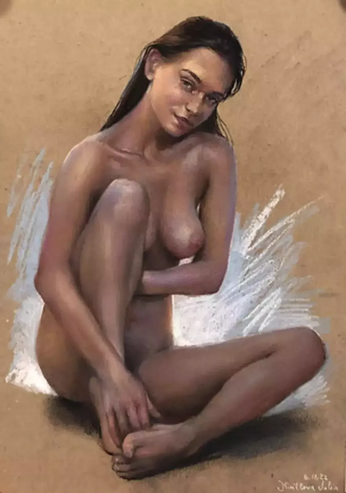 Kirillova Julia, Nude Pastel Painting, 21st Century. photo for sale