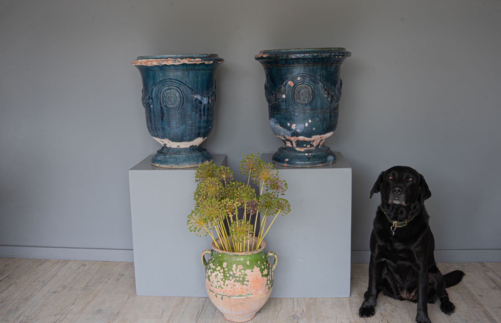 A Pair Of Blue Glazed Anduze French Vase photo buy