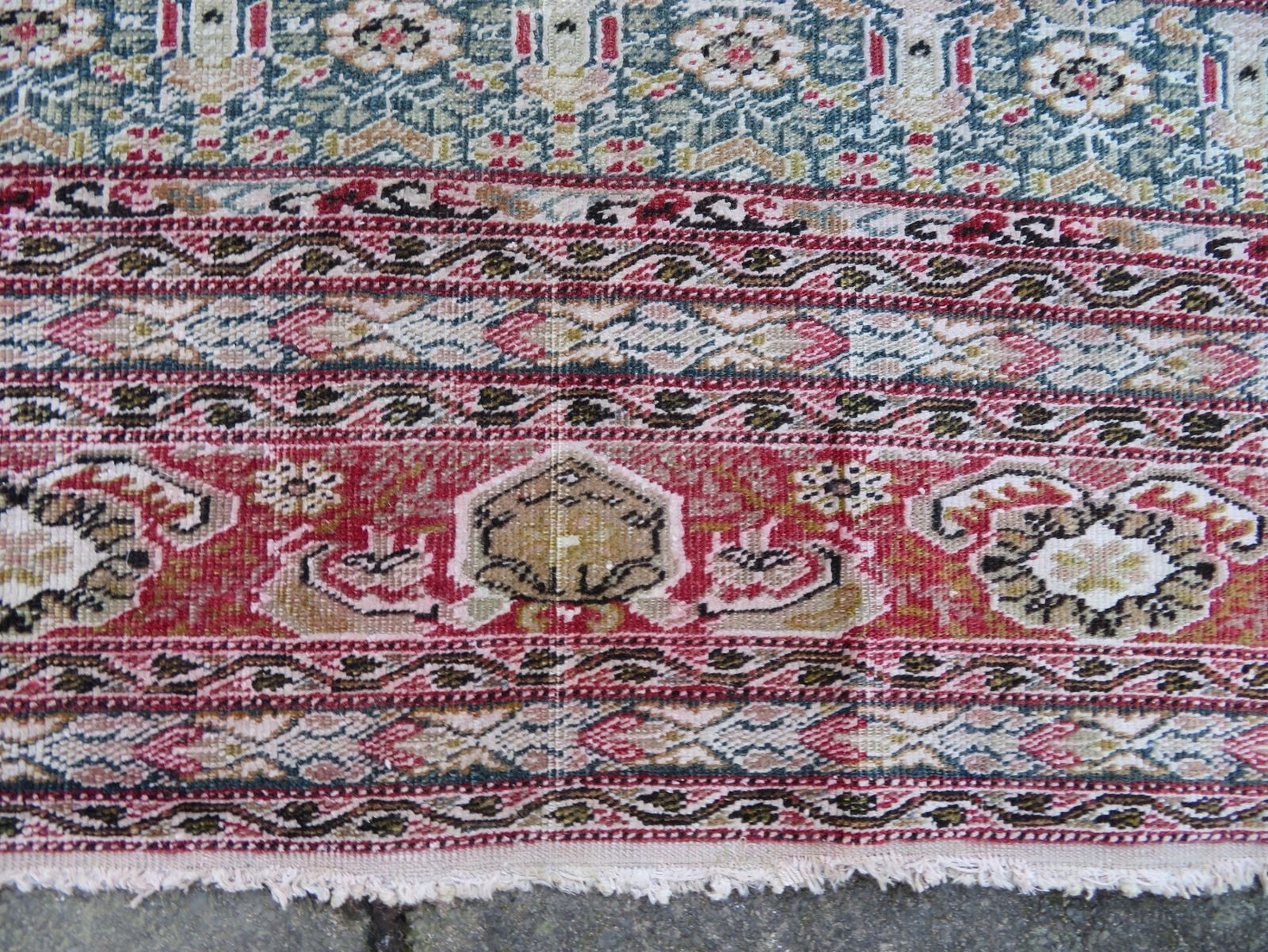 995.0 Antique Turkish Kayseri Prayer Rug.Pistachio/Aquamarine Central Ground. 171cm X 138cm. photo