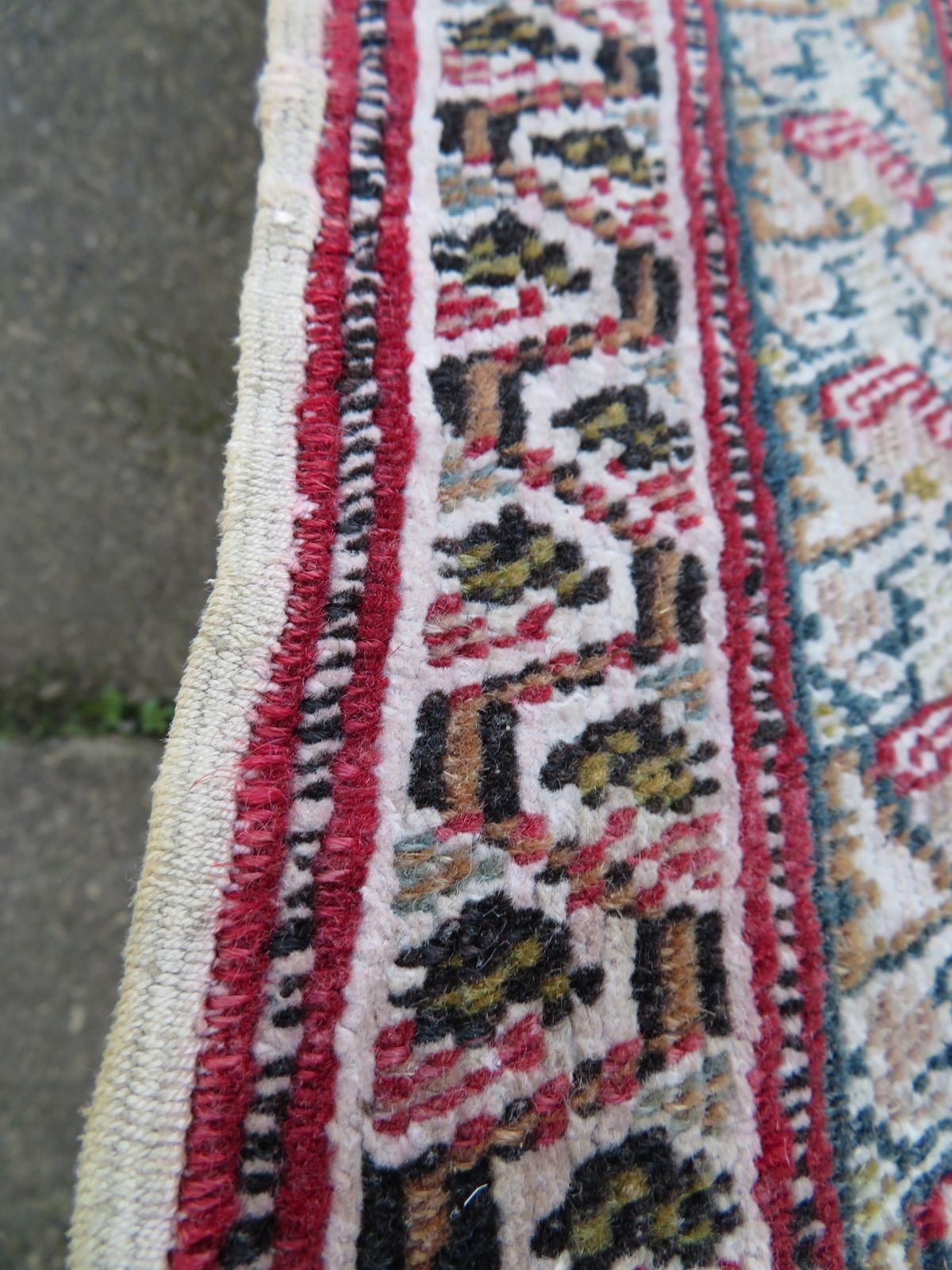 photo vinterior Antique Turkish Kayseri Prayer Rug.Pistachio/Aquamarine Central Ground. 171cm X 138cm.