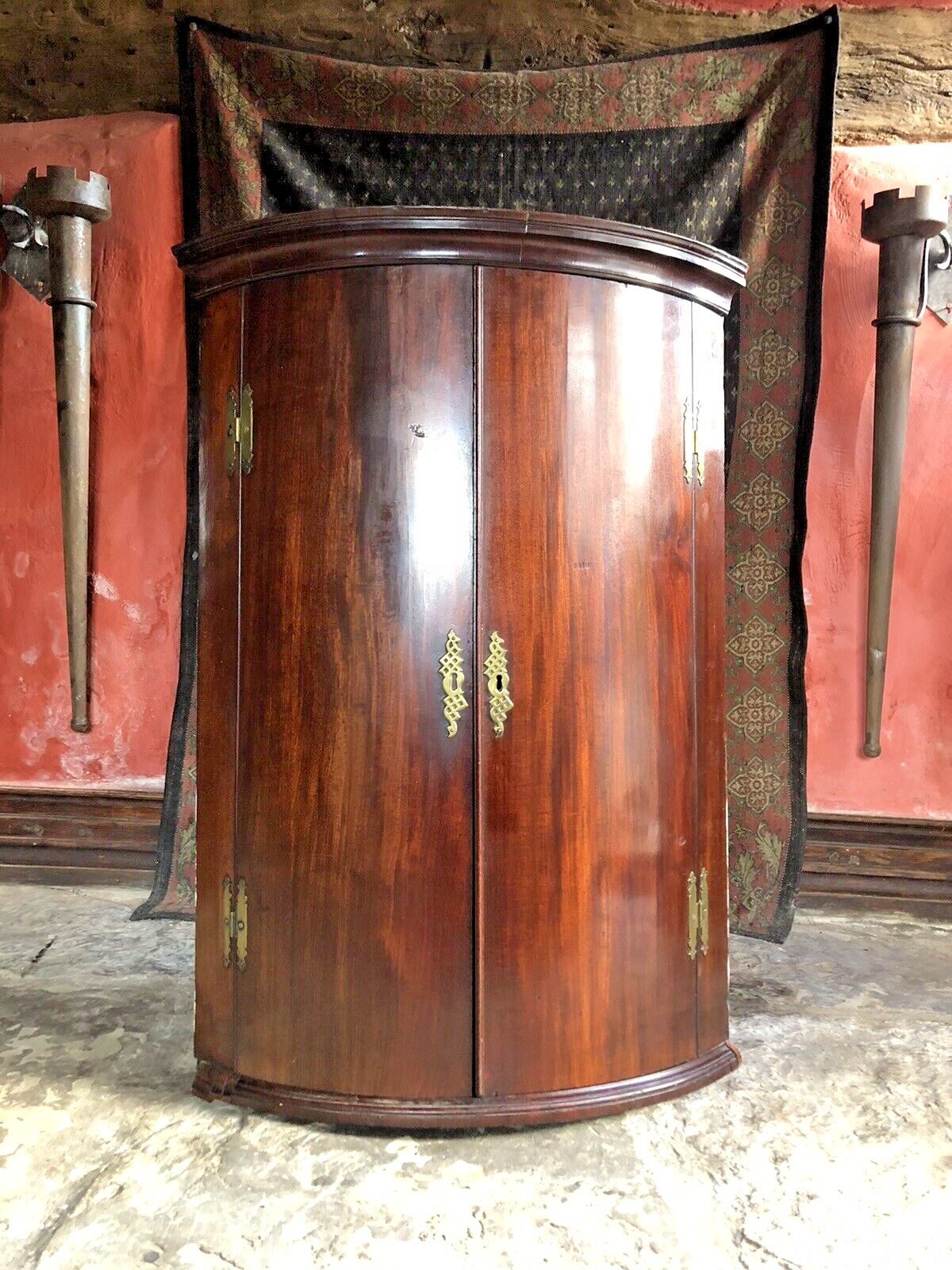 Original Antique Mahogany Period Tall  Georgian Corner Cabinet