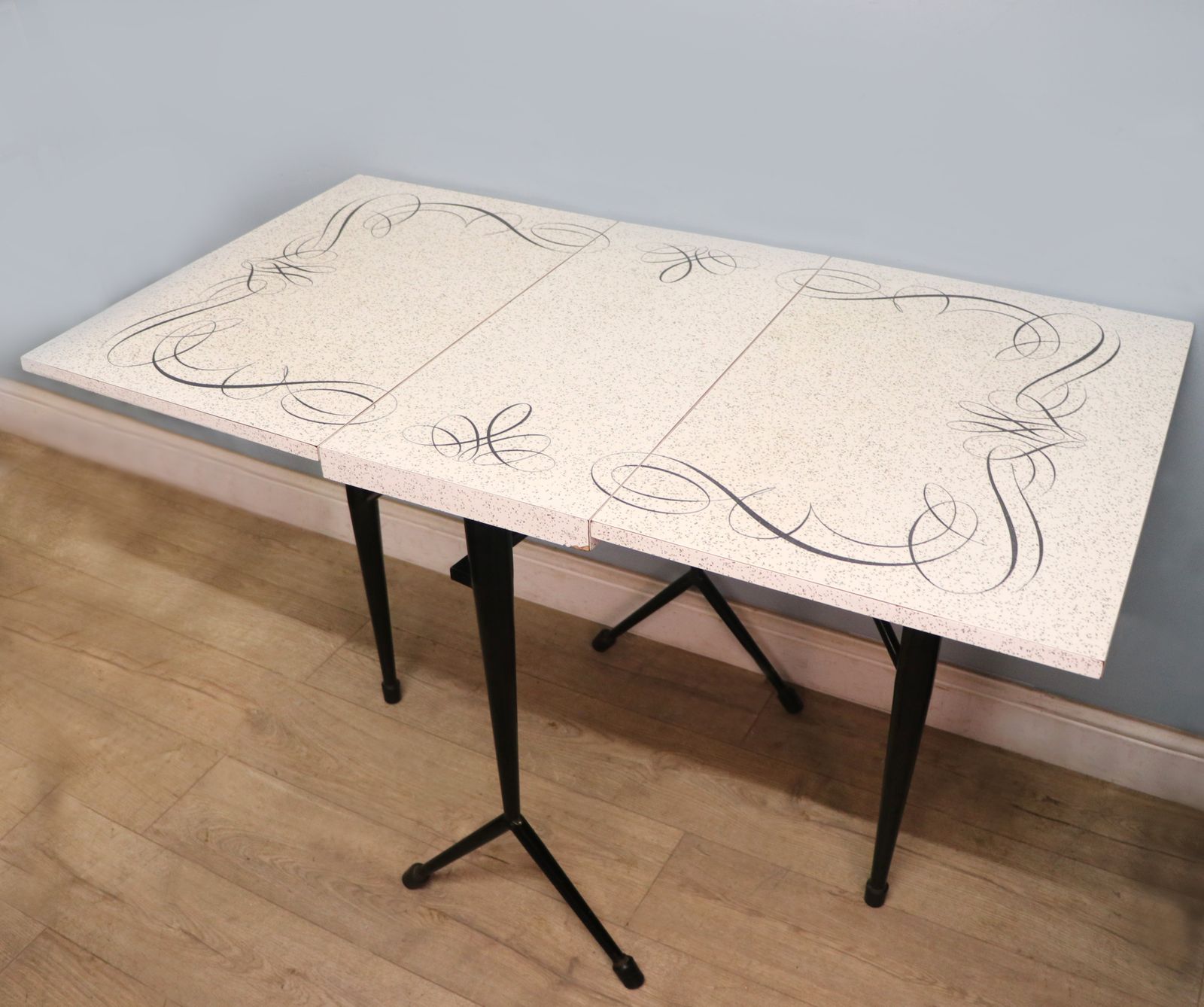 A Lovely Retro Dropleaf Dining Table With Melamine Or Formica Granite Effect. photo for sale