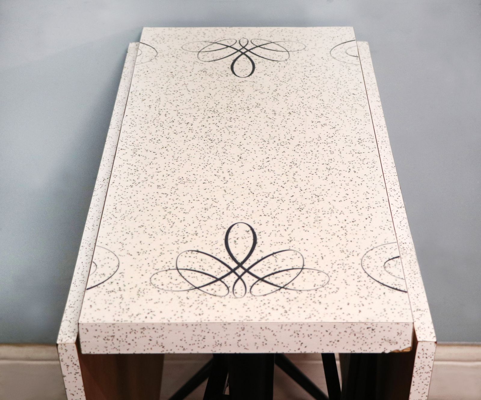 Furniture A Lovely Retro Dropleaf Dining Table With Melamine Or Formica Granite Effect. photo