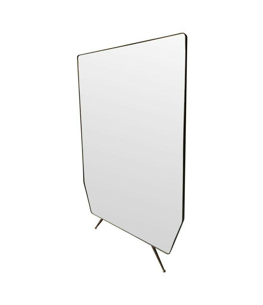 A Large Original Italian 1950s Full Length Brass Framed Mirror With Shaped Solid Brass Legs photo 4650.0
