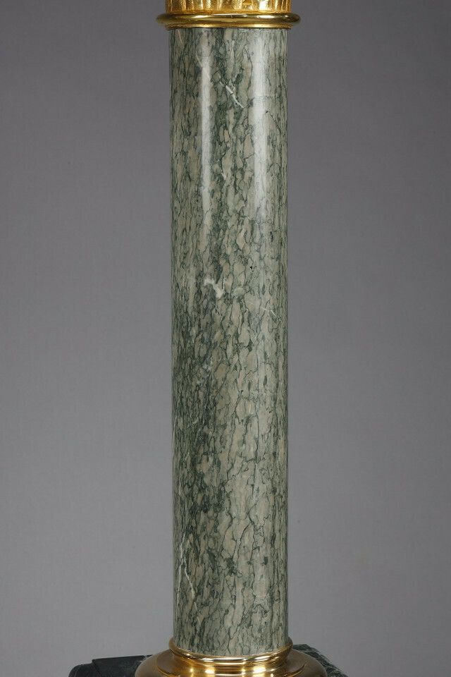 18693.0 4 Columns In Green D'estours Marble And Gilded Bronze Corinthian Capital photo