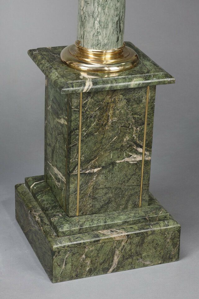 Pair Of Columns In Green Estours Marble And Light Green Base With Corinthian Capitals photo Home Decor