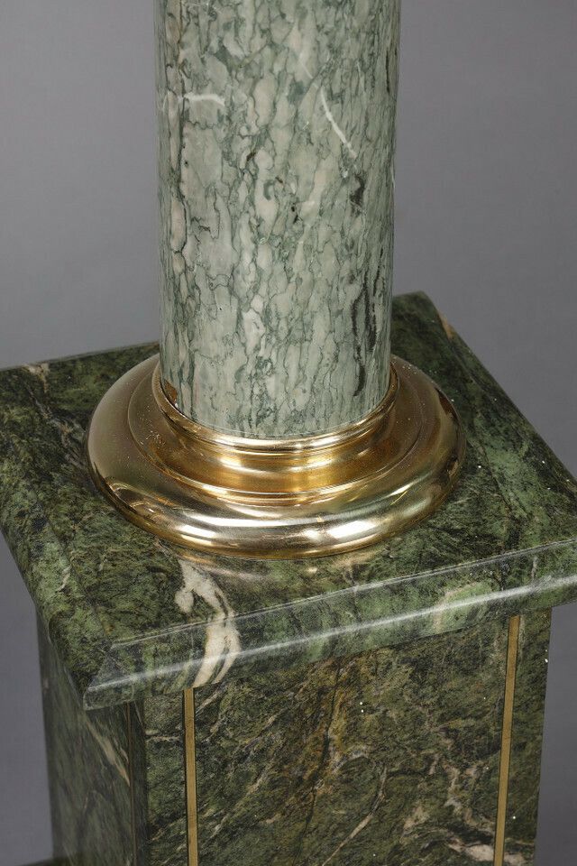 Pair Of Columns In Green Estours Marble And Light Green Base With Corinthian Capitals photo vinterior