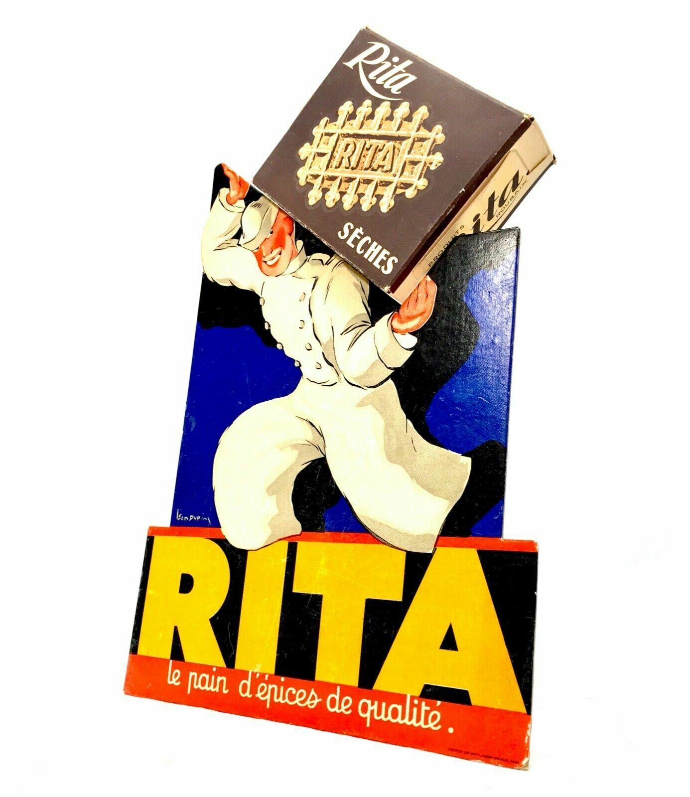 Antique Advertising   1930s French Bakery Counter Show Card For Rita Gingerbread photo buy