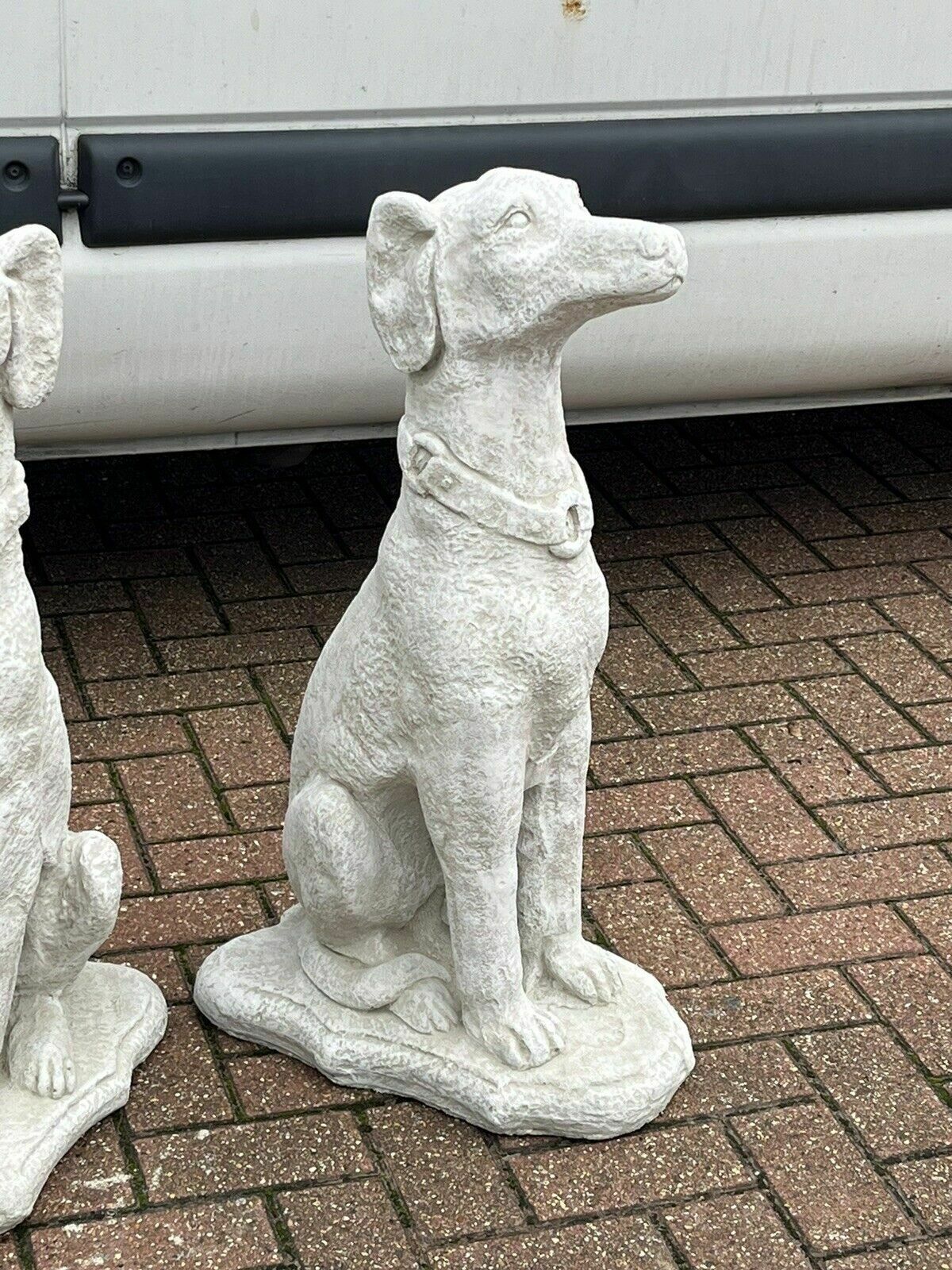 Life Size Pair Of Garden Seated Dog Statues, Great Look. Very Heavy. photo 295.0