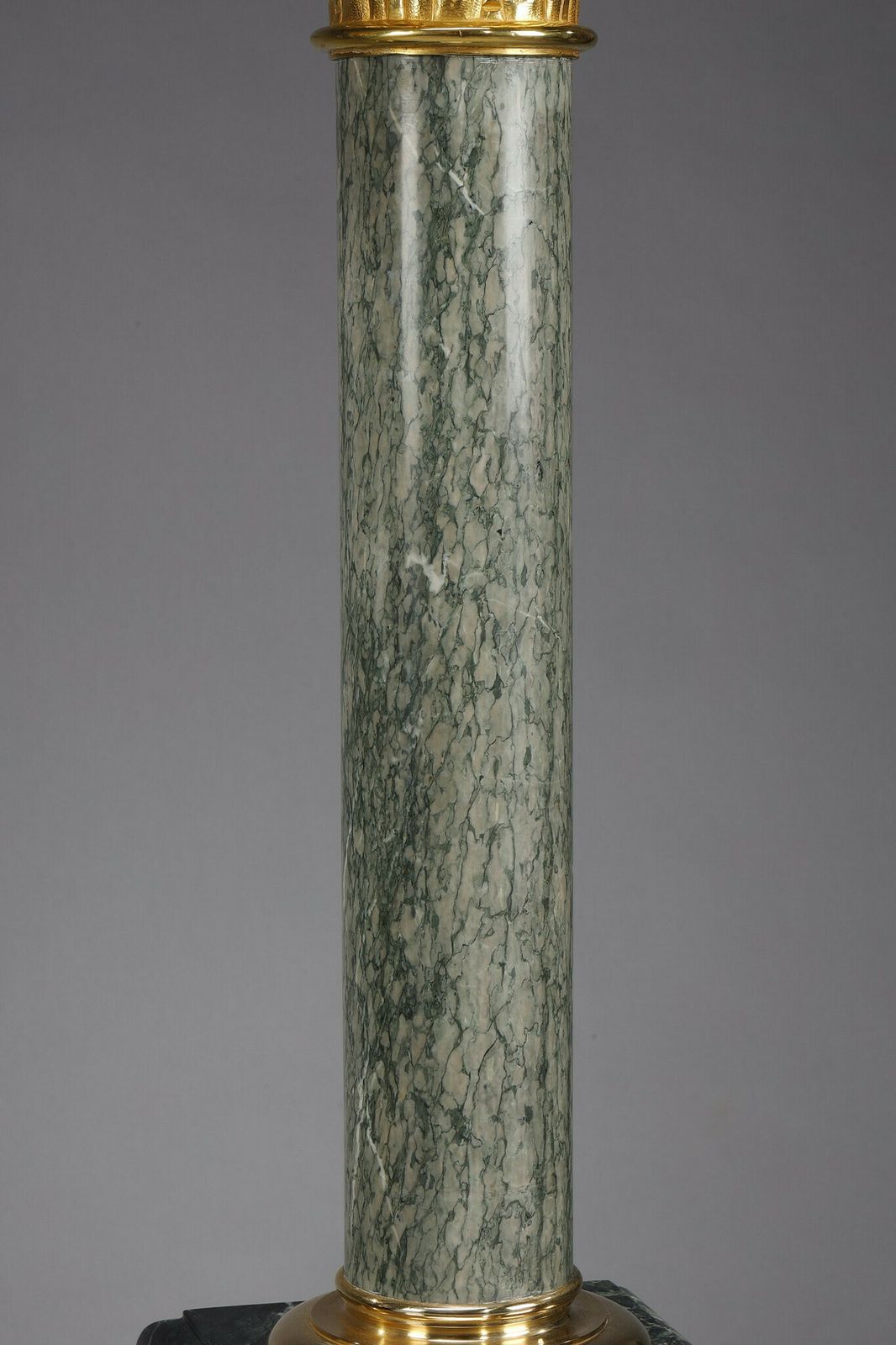 photo for sale Pair Of Green Estours Marble Columns With Corinthian Capitals