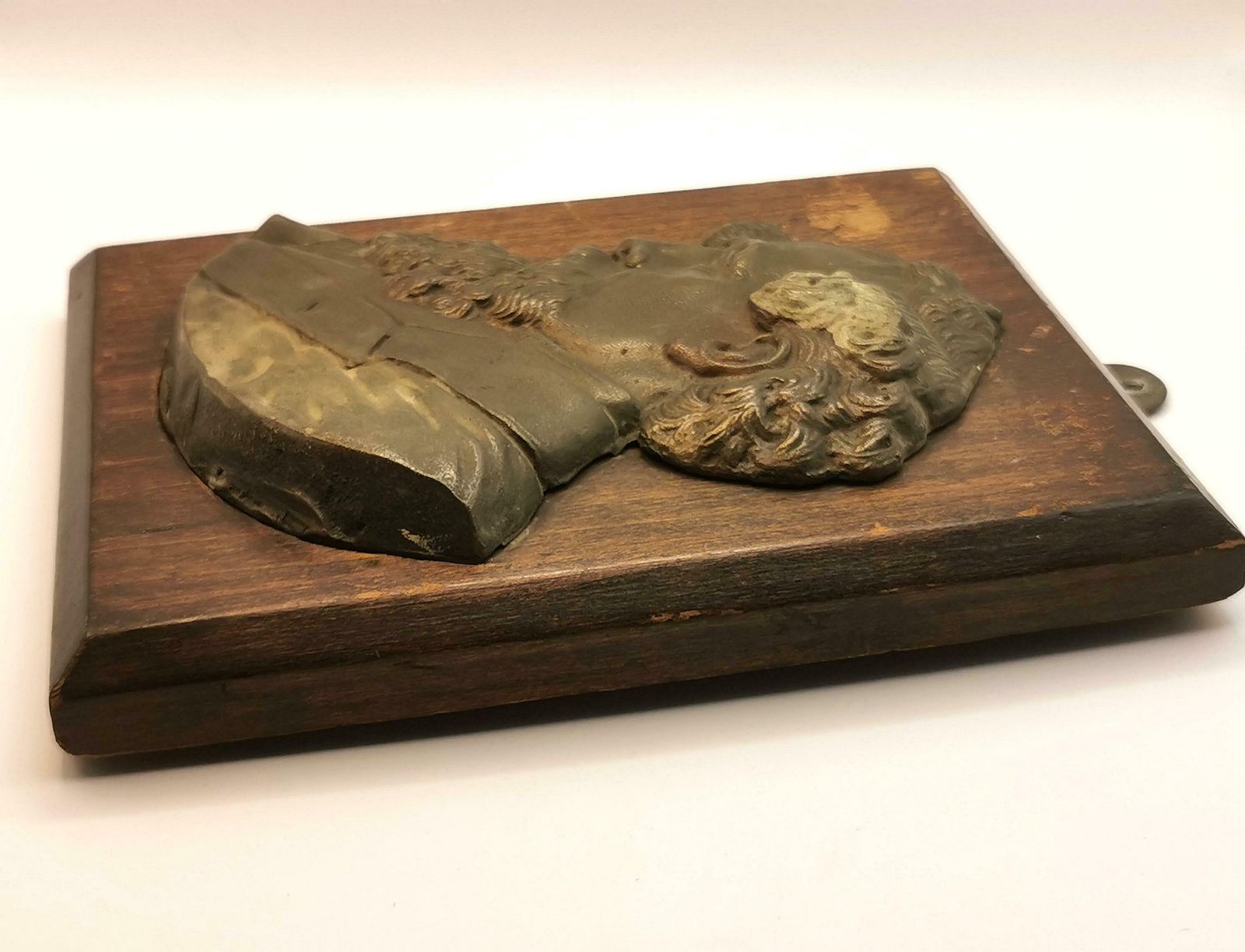 Antique Charles Dickens Plaque, Metal And Wood Sculpture photo 199.0