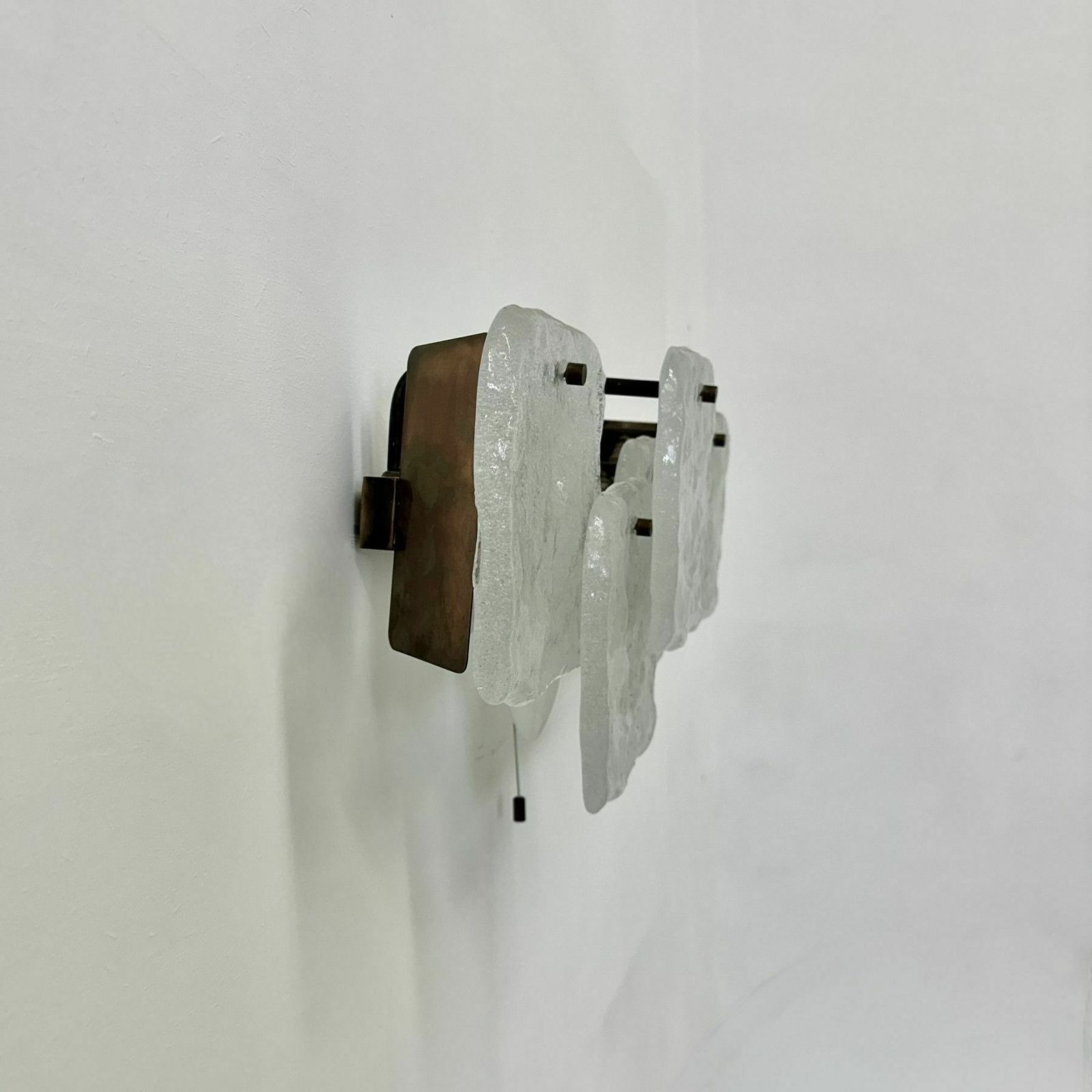 Modernist Frosted Ice Glass Wall Lamp Attributed To J. T. Kalmar For Kalmar, 1960s photo Lighting