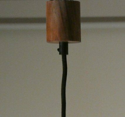 Mid Century Pendant Lamp In Opaline Glass And Teak, Italy, 1950s photo buy