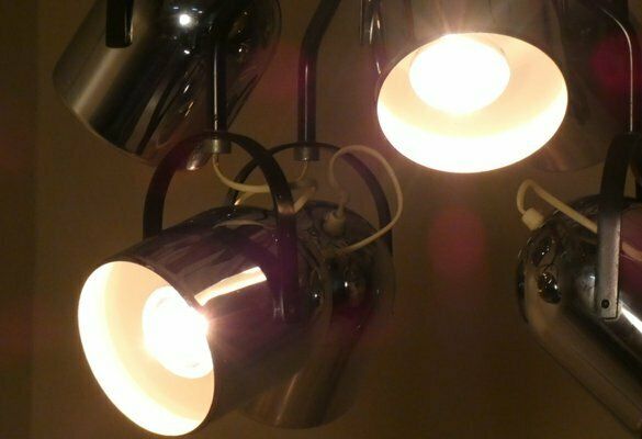 photo for sale 6 Spotlight Steel And Enamel Ceiling Lamp Attributed To Goffredo Reggiani, Italy, 1960s