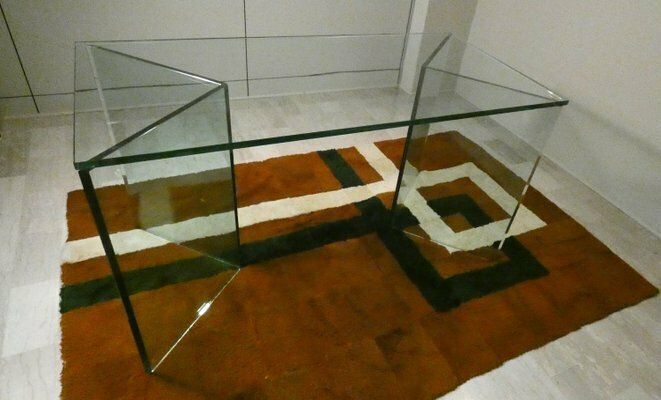 Bacco Transparent Glass Desk Attributed To Tonelli, Italy, 1980s photo vintage