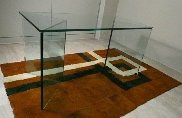 photo vinterior Bacco Transparent Glass Desk Attributed To Tonelli, Italy, 1980s
