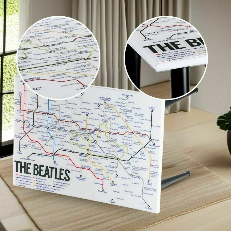 Handcrafted Beatles Song Map Resin Coffee Table – Music Inspired Art With Glossy Epoxy Top & Metal Legs For Living Room & Offices photo buy