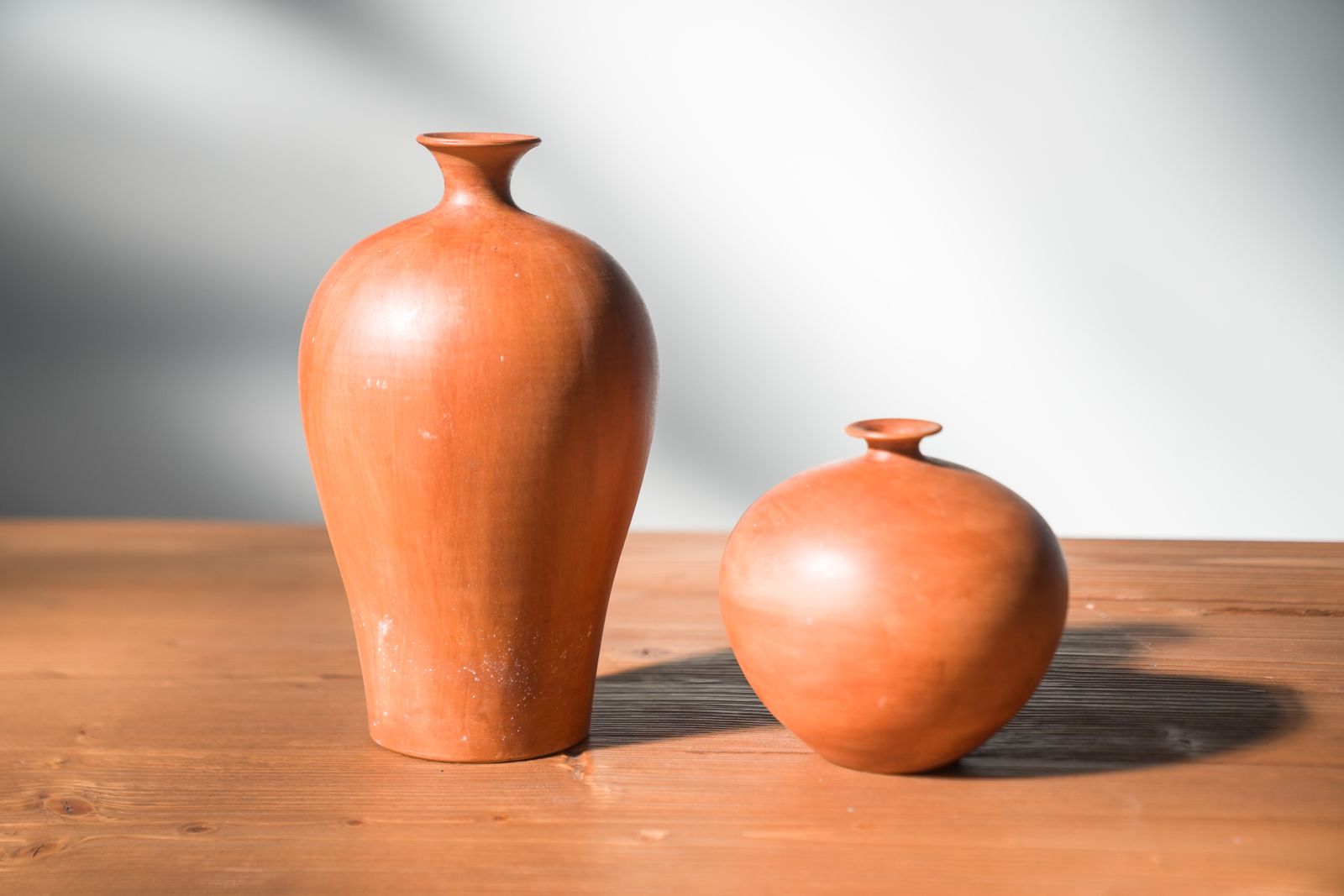 Home Decor Pair Of 1980s 90s Terracotta Vases – Minimalist Organic Shapes photo