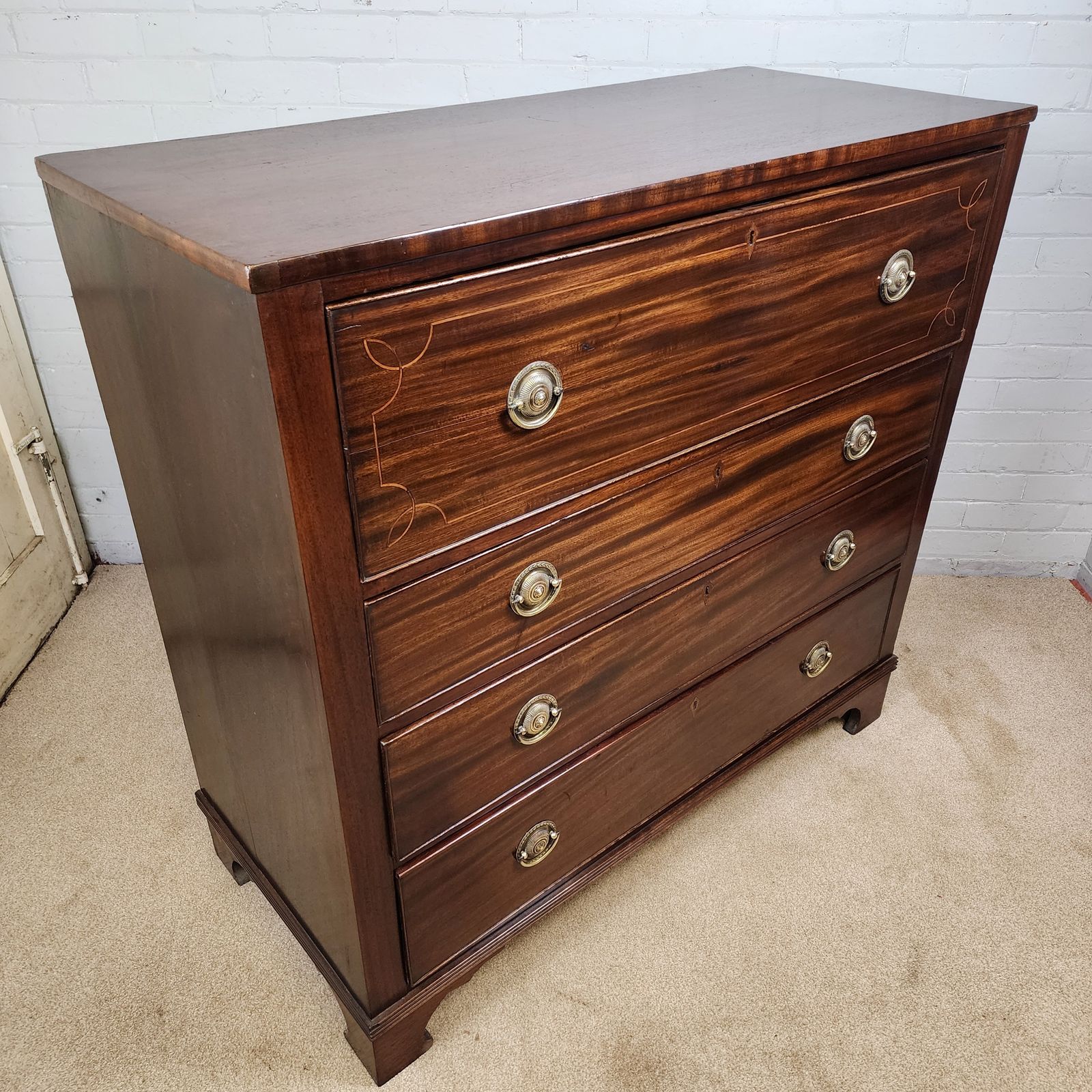 Secretaire Chest Of Drawers Georgian Mahogany Early 19th C. photo vintage