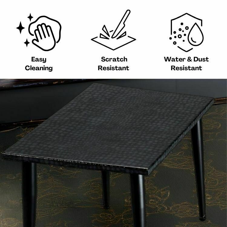 Handcrafted Black Crocodile Resin Coffee Table – High Gloss Epoxy Top, Textured Reptile Finish & Metal Legs For Modern Living Rooms & Offices photo Furniture