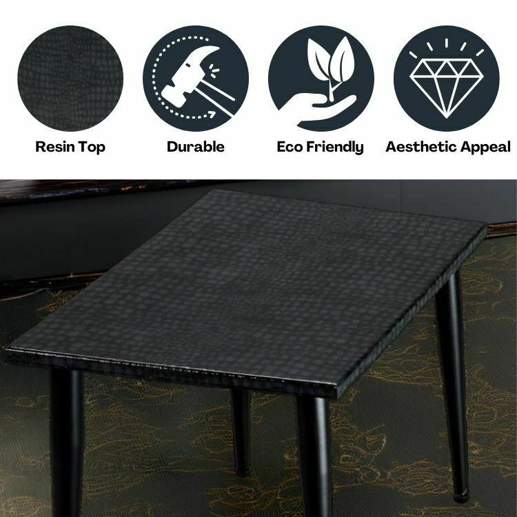 Handcrafted Black Crocodile Resin Coffee Table – High Gloss Epoxy Top, Textured Reptile Finish & Metal Legs For Modern Living Rooms & Offices photo for sale
