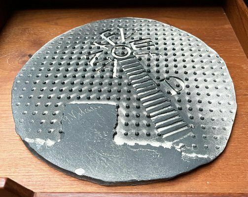 Mid Century French Studio Pottery Art Wall Plate By Gilbert Valentin For Vallauris, 1950s photo vinterior