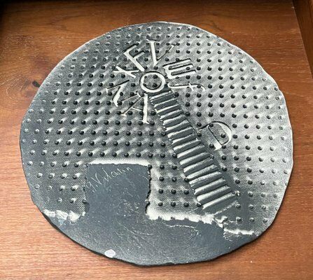 photo buy Mid Century French Studio Pottery Art Wall Plate By Gilbert Valentin For Vallauris, 1950s
