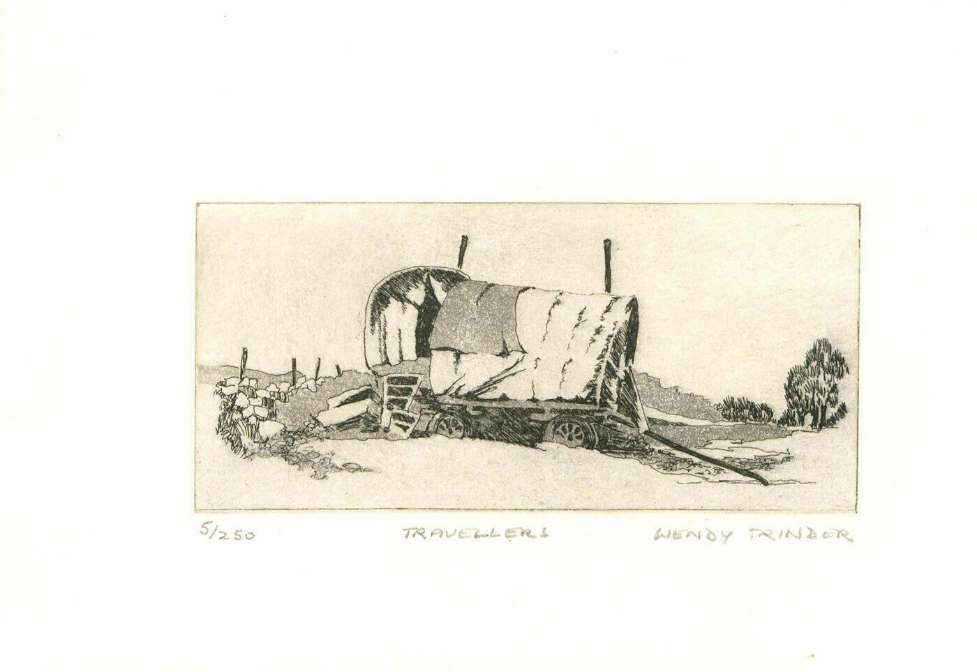 Wendy Trinder (1942 2020) Contemporary Etching, Travellers photo for sale