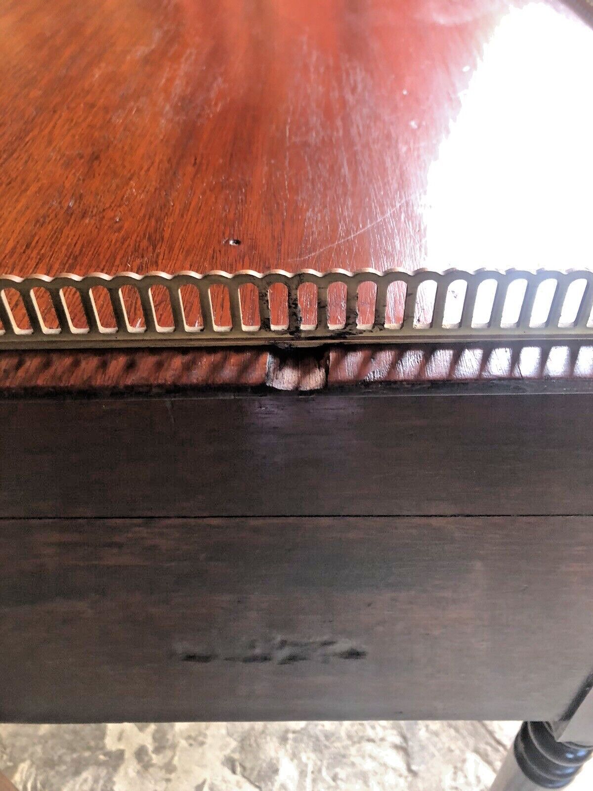 photo buy Antique Mahogany Period Brass Gallery Lady's Office Writing Desk