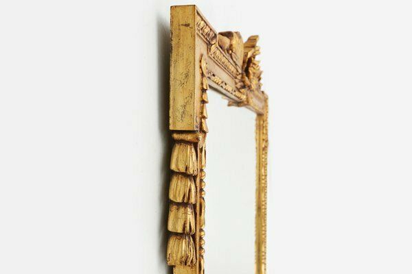 Gilted Carved Wooden Wall Mirror, Belgiums 1950s photo vintage