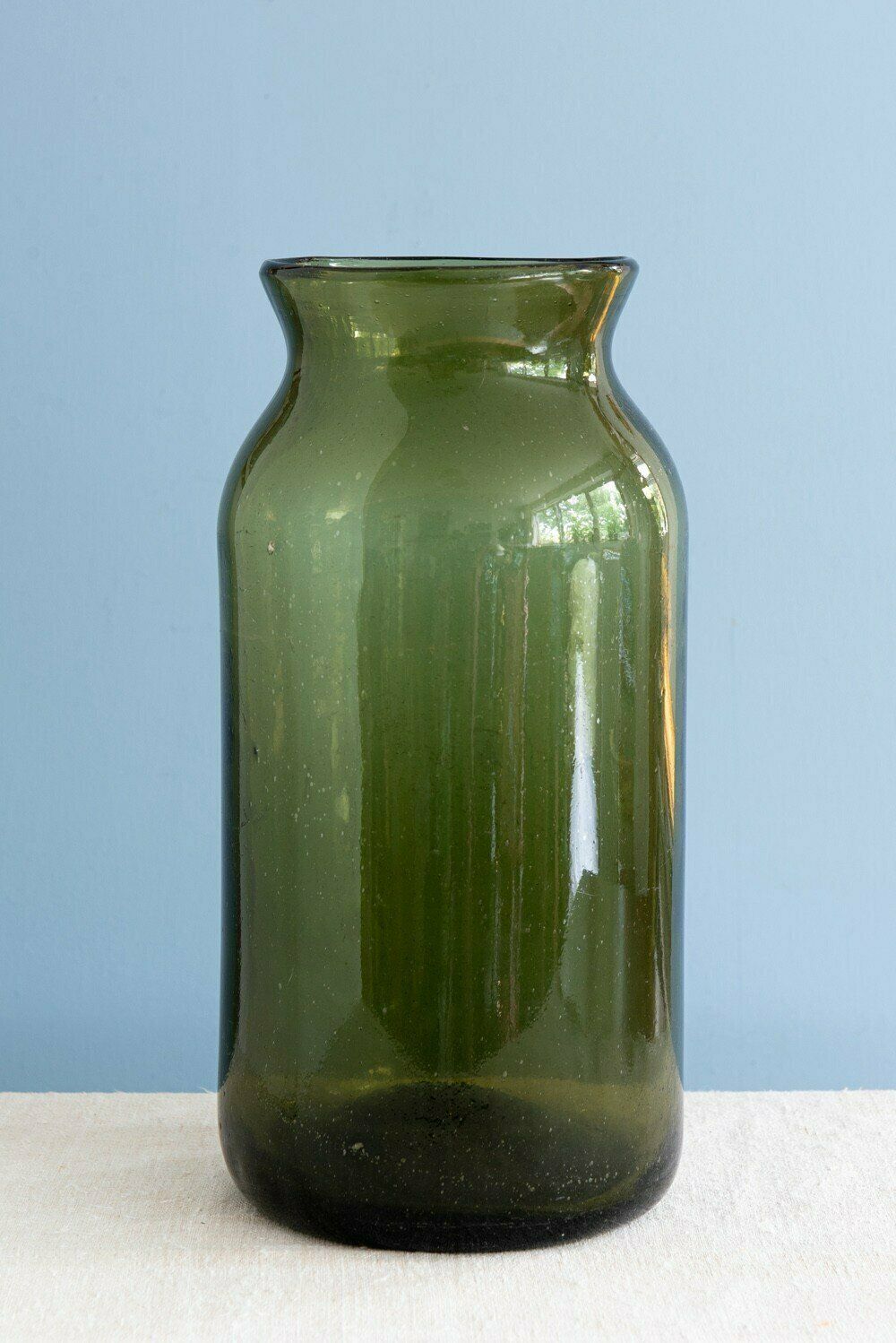 French Green Glass Pickling Jar Vase, 19th Century photo for sale