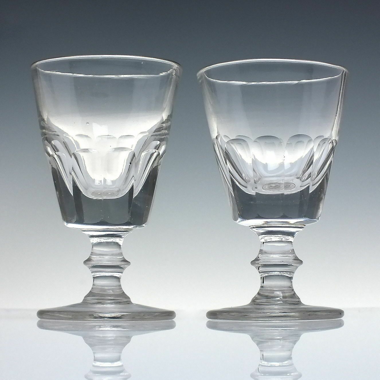 Pair Victorian Deceptive Bowl Glass Rummers C1870