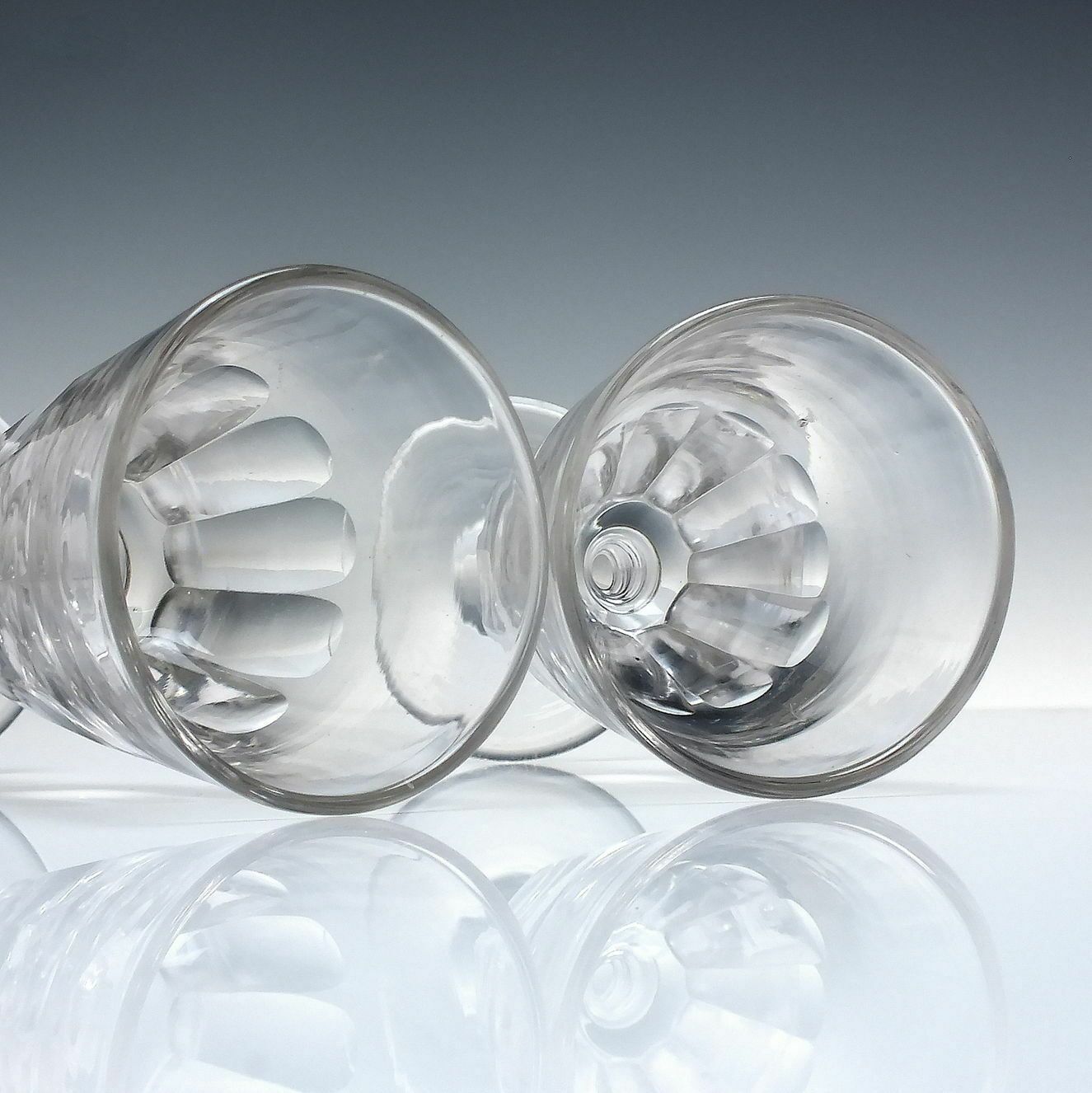 Pair Victorian Deceptive Bowl Glass Rummers C1870 photo for sale