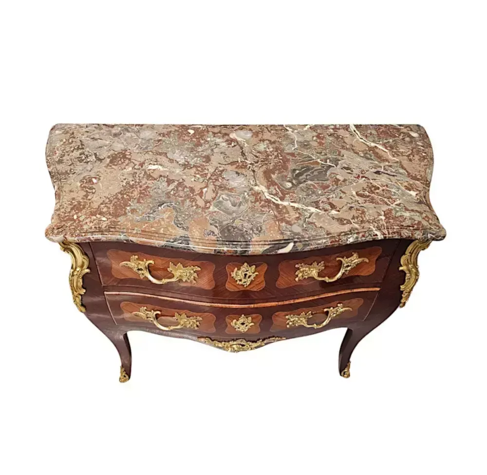 A Very Rare Pair Of 19th Century Marble Top Bombe Shaped Chests Or Commodes photo furniture