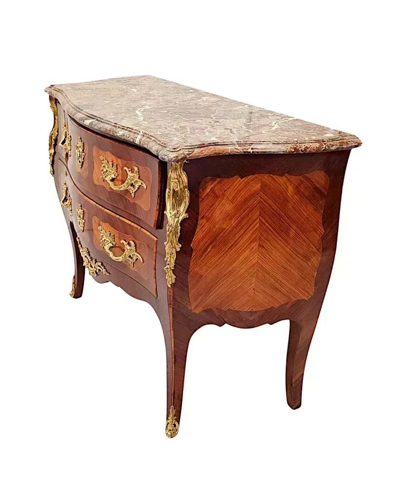 A Very Rare Pair Of 19th Century Marble Top Bombe Shaped Chests Or Commodes photo 15072.878