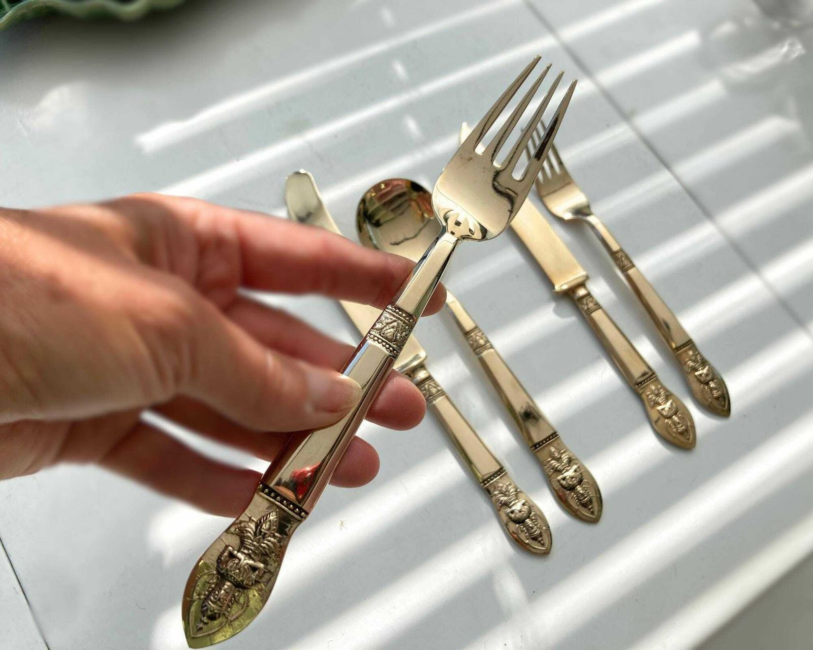 Vintage Bamboo Flatware | Solid Brass Bronze | Polished To New photo for sale
