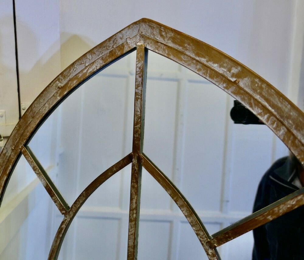 Tall Industrial Style Arched Window Mirror photo vinterior