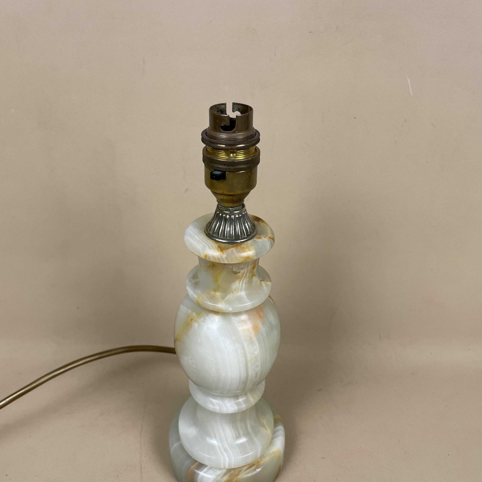 Antique Onyx Marble Lamp Light Green Gold Brass Bedside Side Table Desk Marbled Patterned Vintage Downton Stone Heavy photo Lighting