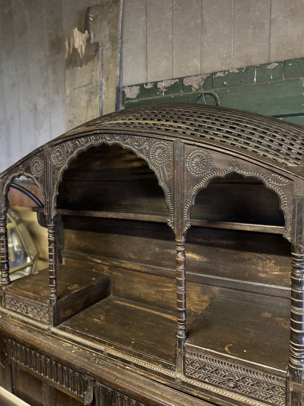photo furniture Large Anglo Indian Covered Shelf Unit