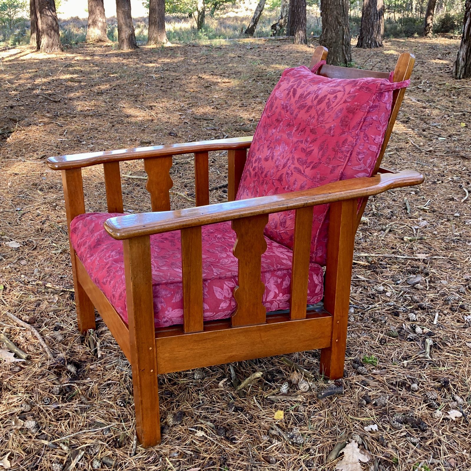 Edwardian Teak Reclining Armchair In The Manner Of Heals Of London, Circa 1920 photo for sale