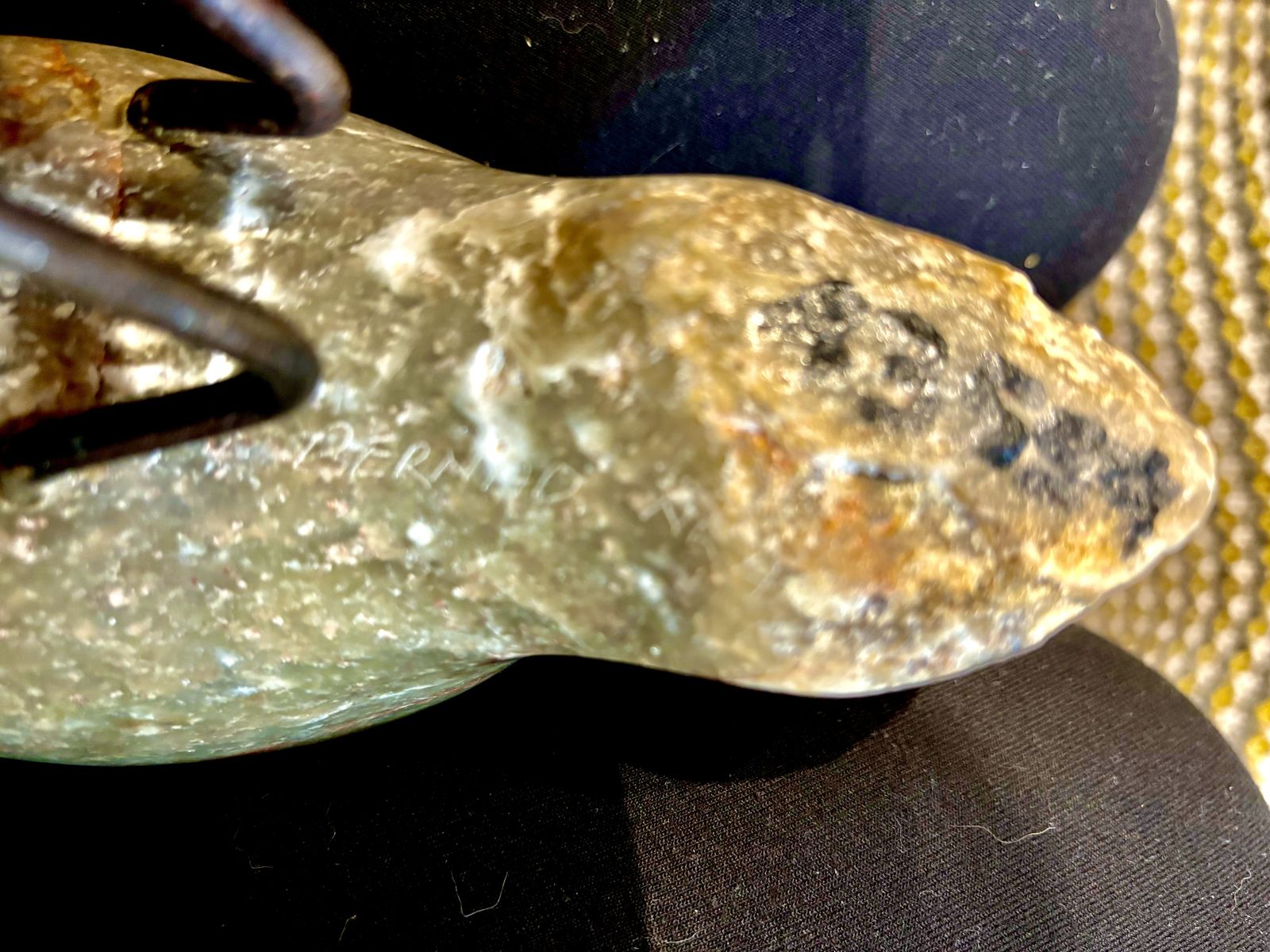 Bernard Nkanjo Zimbabwe Shona Bird Sculpture With Iron Feet In Serpentinite photo furniture