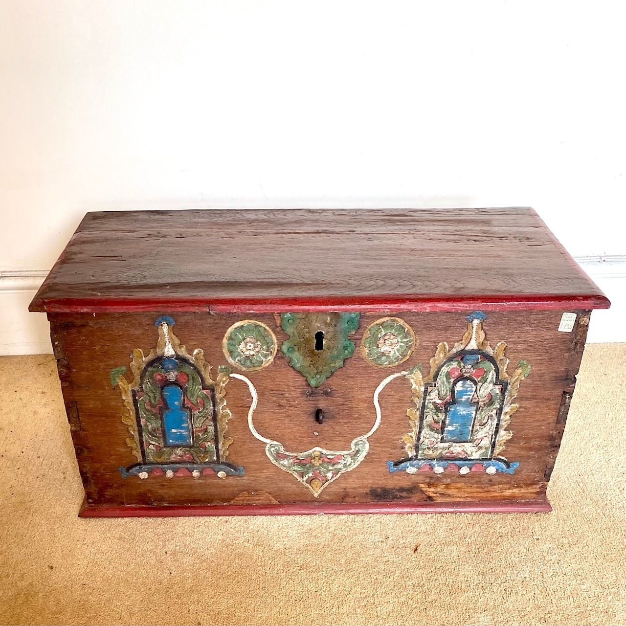Antique 1900s Javanese Wooden Wedding Dowry Chest Trunk Indonesia