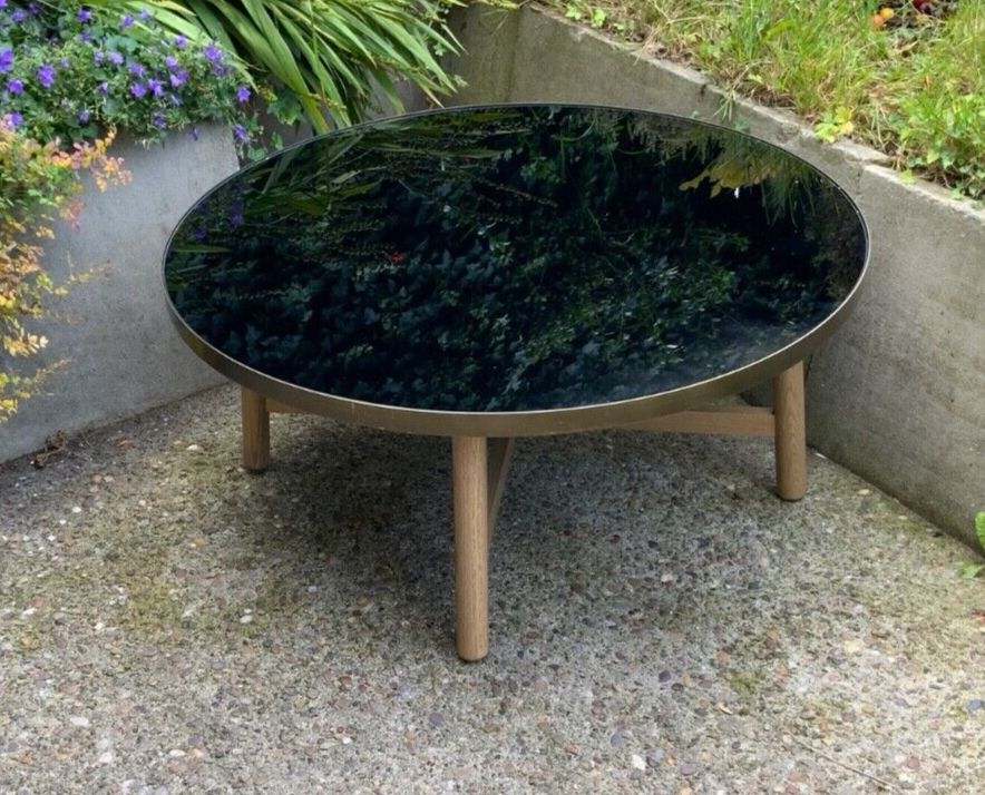 photo for sale John Lewis Coffee Table With Round Glass Top And Wooden Legs. 90cm Dia/39cm High