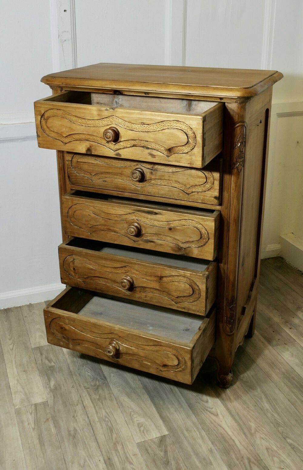 French Style Golden Pine Commode Chest Of Drawers photo buy