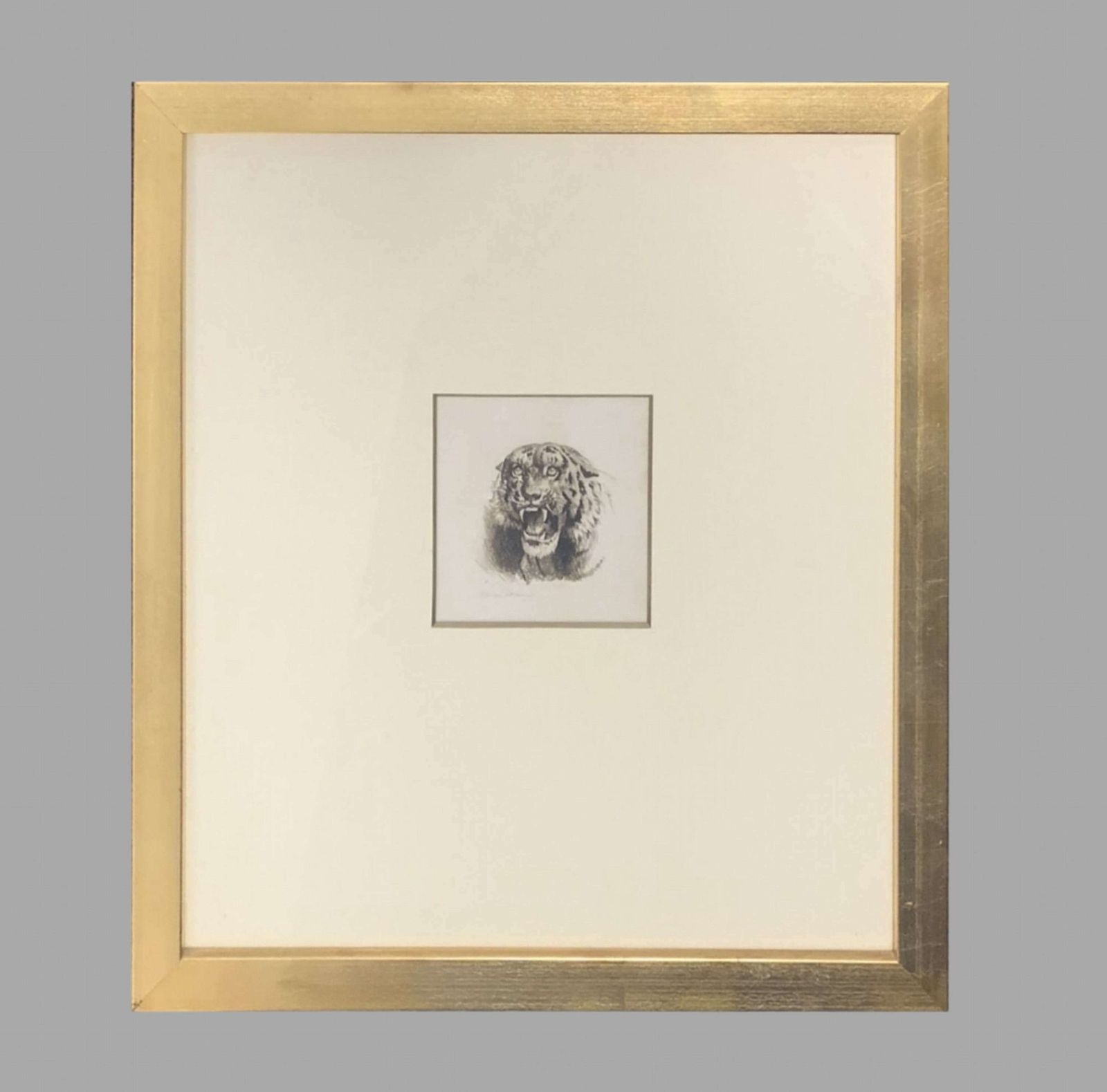 Herbert Dicksee Pair Rare Miniature Etchings Lion And Tigress photo for sale