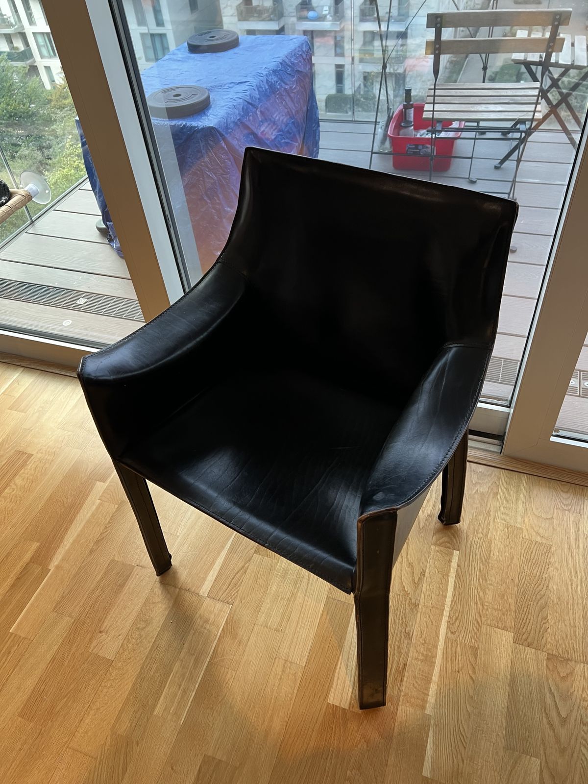 Italian '413 Cab' Leather Armchair, Designed In 1977 By Mario Bellini For Cassina