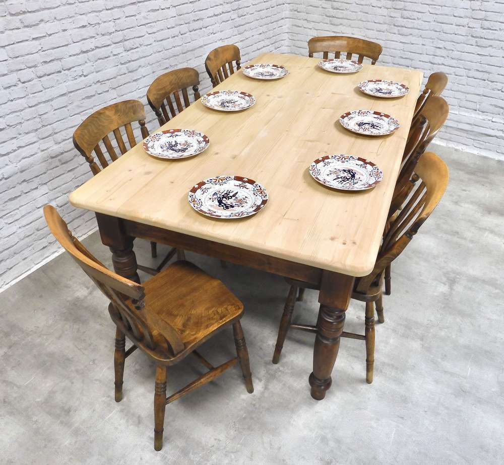 Pine Farmhouse  Kitchen Dining Table   Seats 8 photo for sale