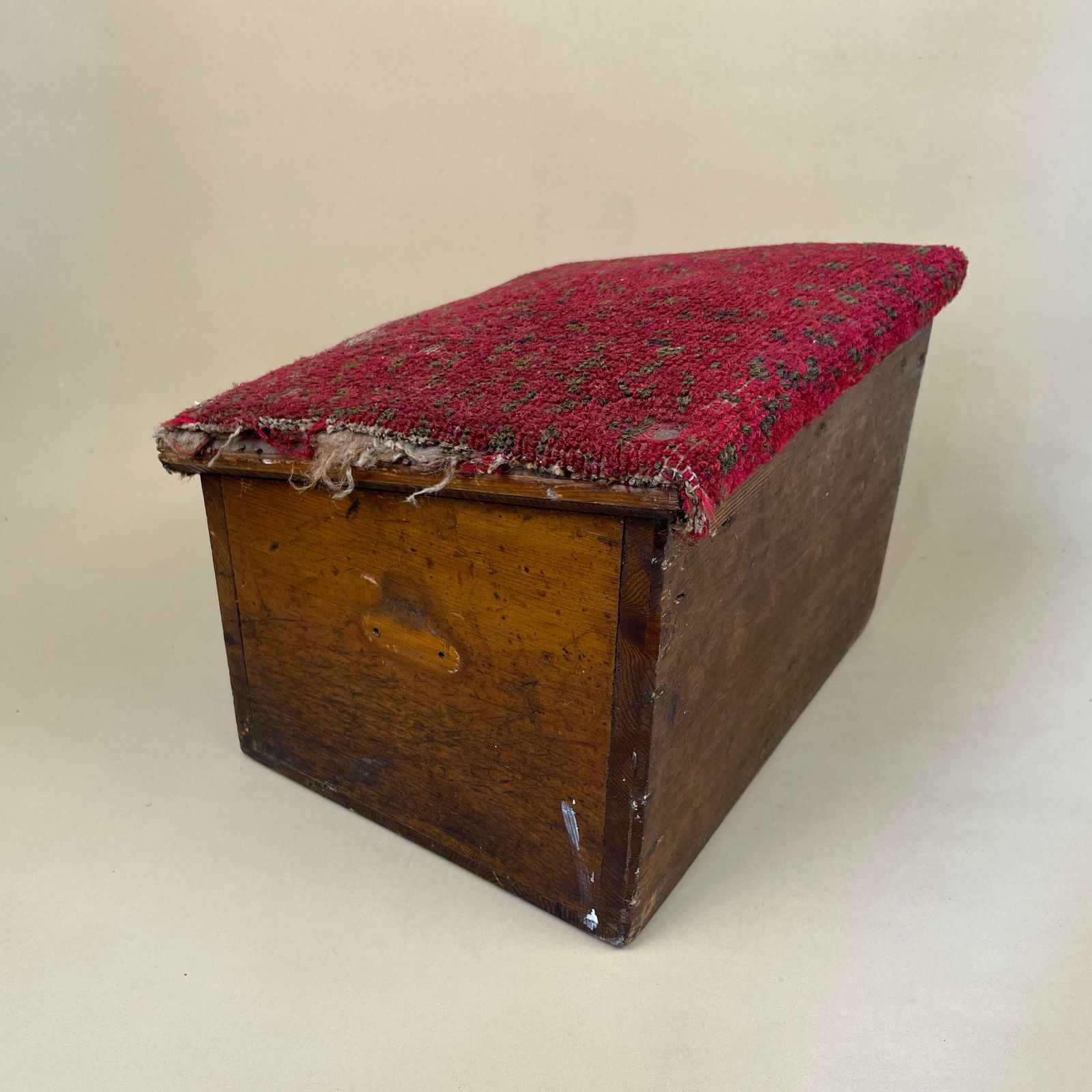 Antique Wooden Chest Trunk Box With Carpet Fabric Kilim Top Rectangle Lid Lidded Vintage Storage Box Toys Table Top Handmade Rustic Red photo buy