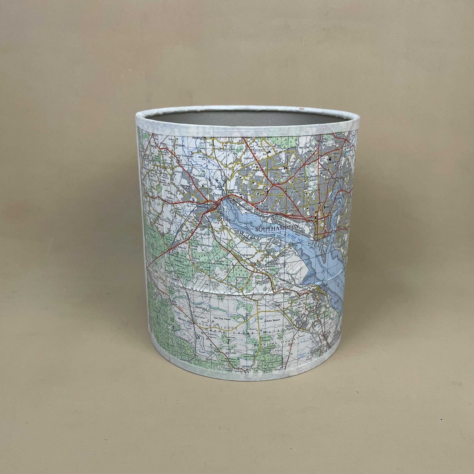 Unique Map Shade Hampshire Uk Lampshade Cylinder Drum Blue Neutral Lamp Shade Bedroom Geography